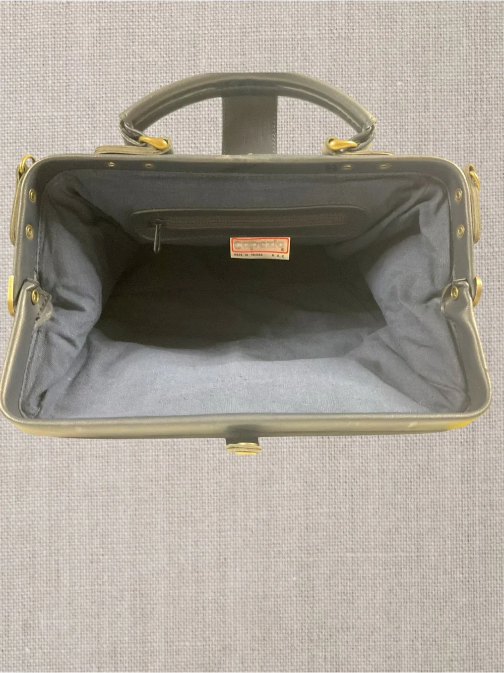 Vintage Capezio Doctor-Style Crossbody Handbag Navy Blue Faux Leather